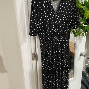 ASOS Curve maxi black polka dot dress